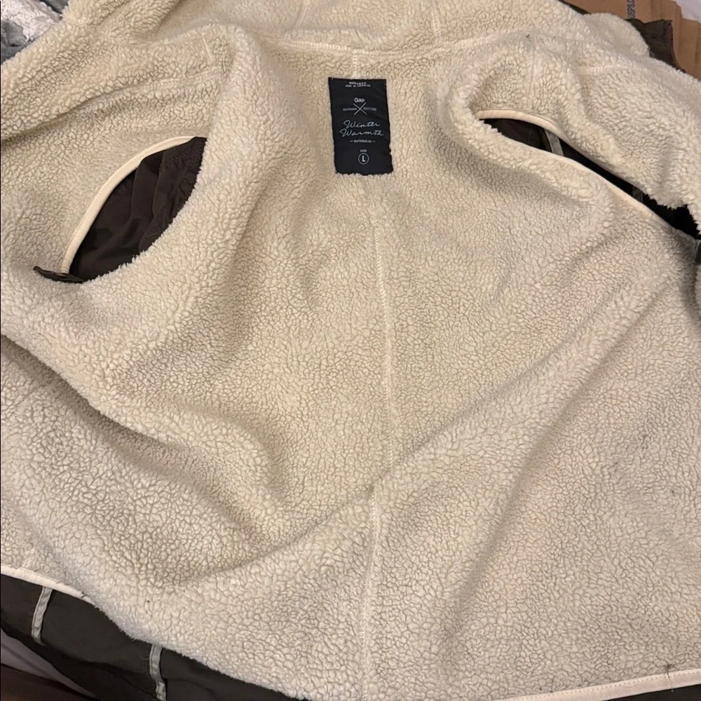 Gap Outdoor Boy Parka L Wet Moss Sherpa Lined Hooded Winter Warmth Jacket